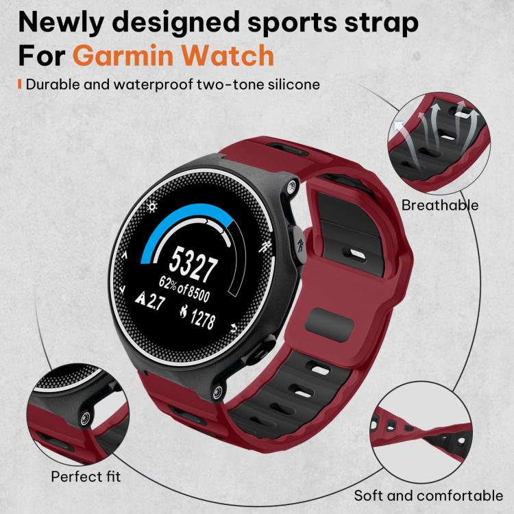 For Garmin Forerunner 220/735/735XT/230/235 xDfind Flat-head Dual-color Silicone Watch Band