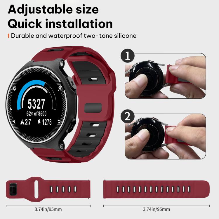 For Garmin Forerunner 220/735/735XT/230/235 xDfind Flat-head Dual-color Silicone Watch Band