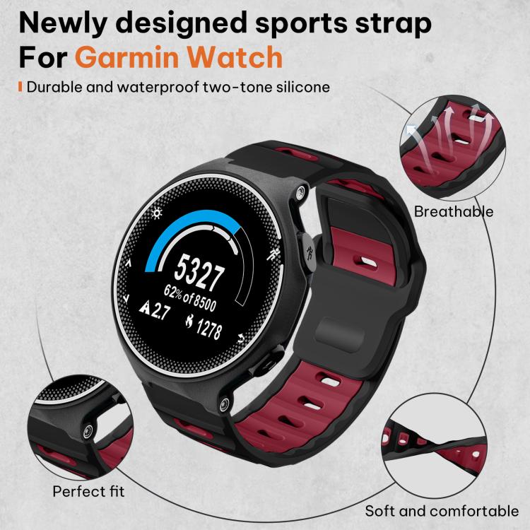 For Garmin Forerunner 220/735/735XT/230/235 xDfind Flat-head Dual-color Silicone Watch Band