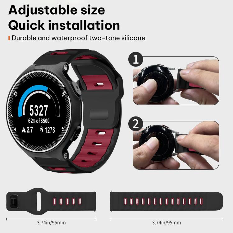 For Garmin Forerunner 220/735/735XT/230/235 xDfind Flat-head Dual-color Silicone Watch Band