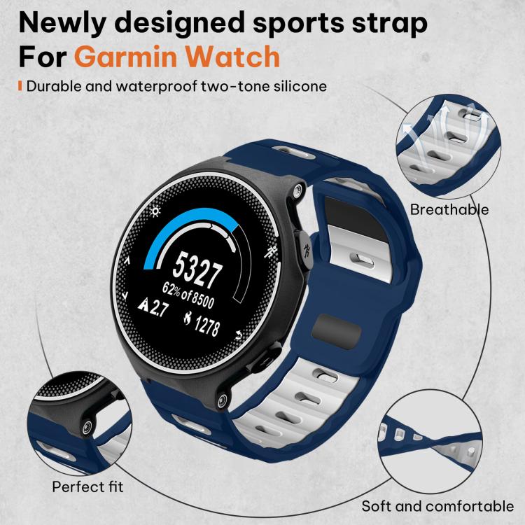 For Garmin Forerunner 220/735/735XT/230/235 xDfind Flat-head Dual-color Silicone Watch Band