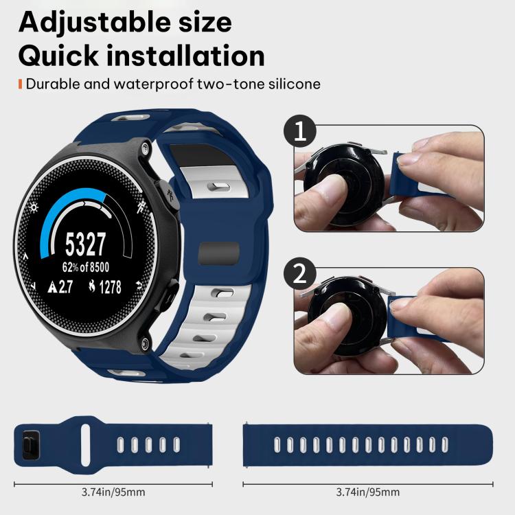 For Garmin Forerunner 220/735/735XT/230/235 xDfind Flat-head Dual-color Silicone Watch Band