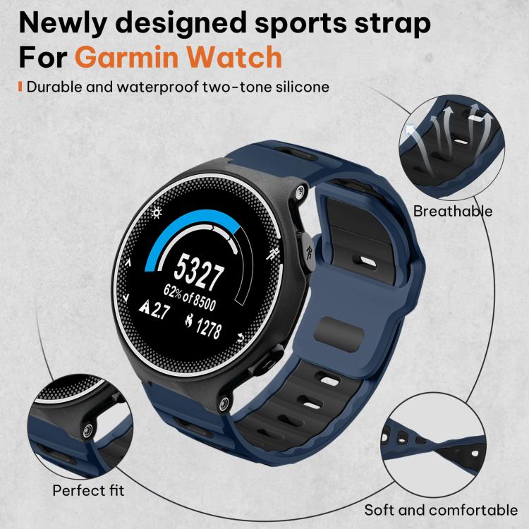 For Garmin Forerunner 220/735/735XT/230/235 xDfind Flat-head Dual-color Silicone Watch Band