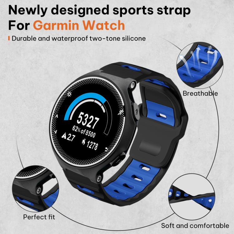 For Garmin Forerunner 220/735/735XT/230/235 xDfind Flat-head Dual-color Silicone Watch Band