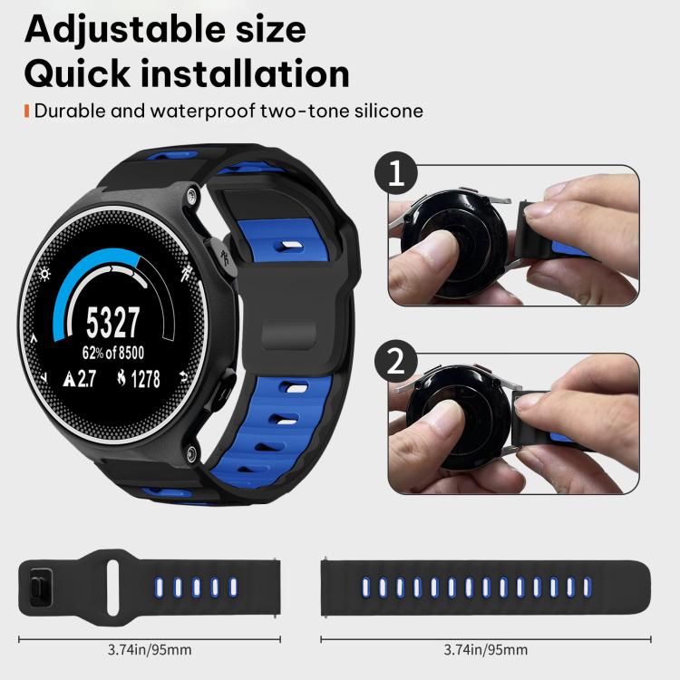 For Garmin Forerunner 220/735/735XT/230/235 xDfind Flat-head Dual-color Silicone Watch Band