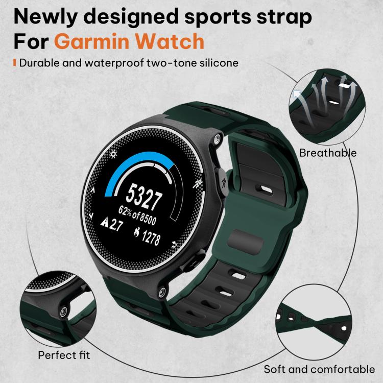 For Garmin Forerunner 220/735/735XT/230/235 xDfind Flat-head Dual-color Silicone Watch Band