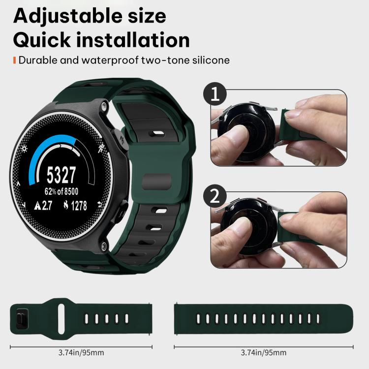 For Garmin Forerunner 220/735/735XT/230/235 xDfind Flat-head Dual-color Silicone Watch Band