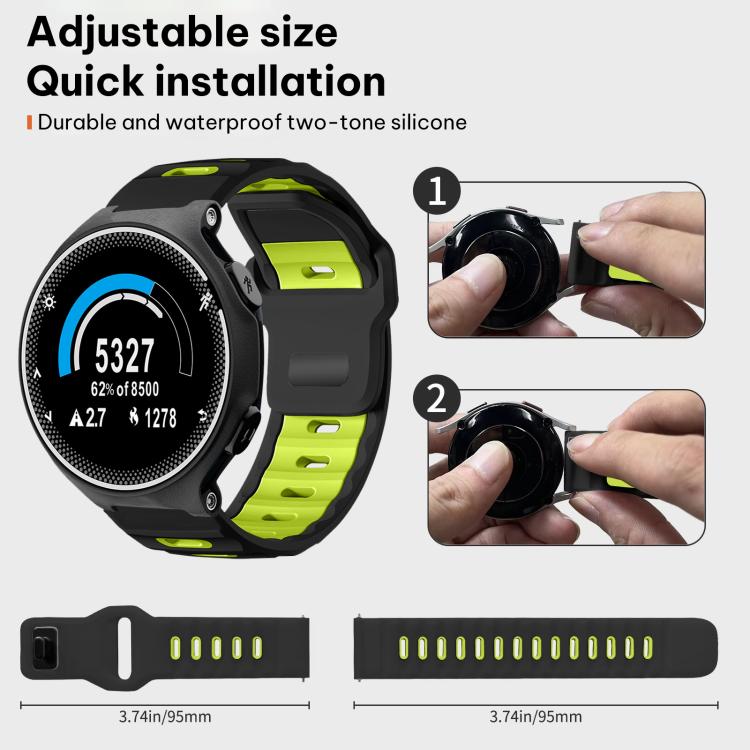 For Garmin Forerunner 220/735/735XT/230/235 xDfind Flat-head Dual-color Silicone Watch Band