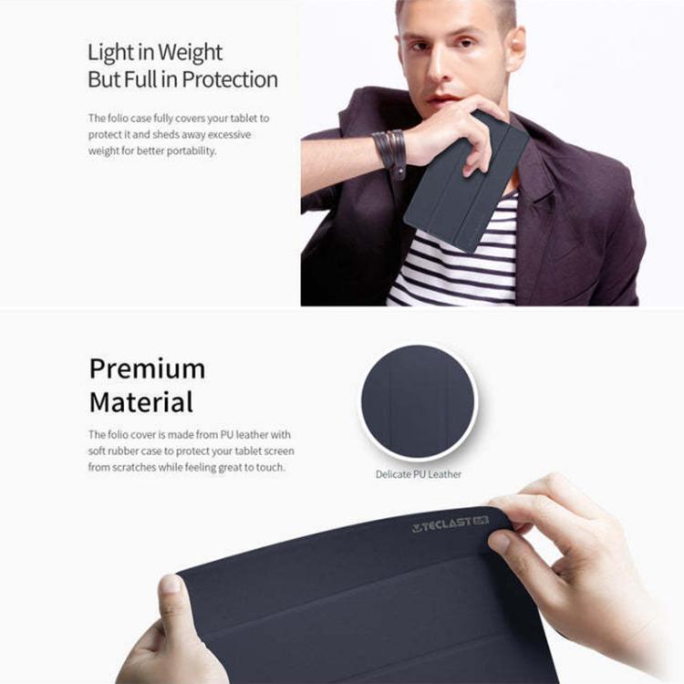 For Teclast T50 mini 3-Fold Holder Folio Leather Tablet Smart Case - Dark Blue