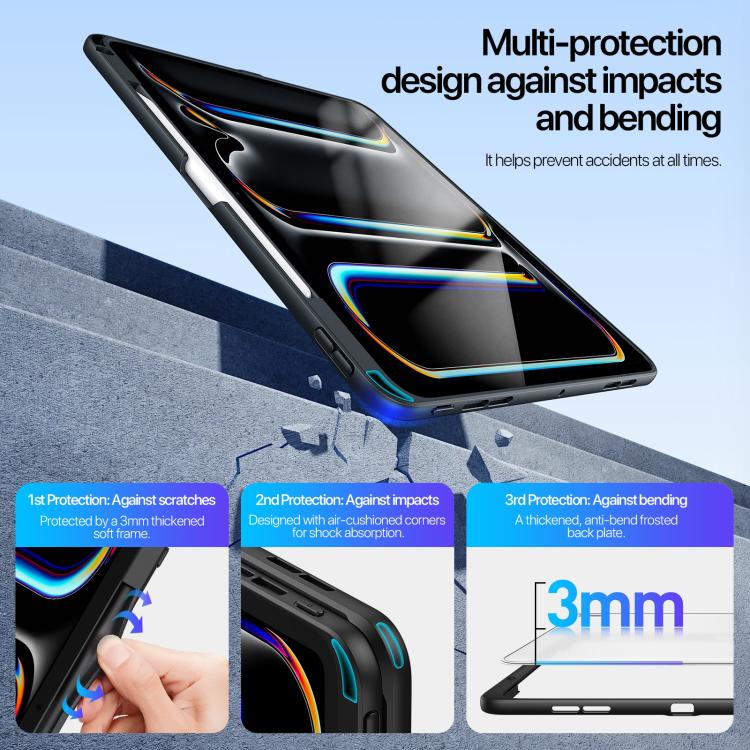 For iPad Pro 11 2025 / 2024 DUX DUCIS Axis Series Multi-functional Holder Tablet Protective Case - Black