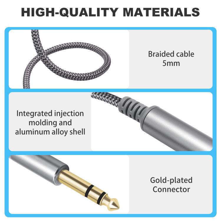 6.35mm 1/4 inch TRS Male to Female Stereo Extension Cable, Length:2m
