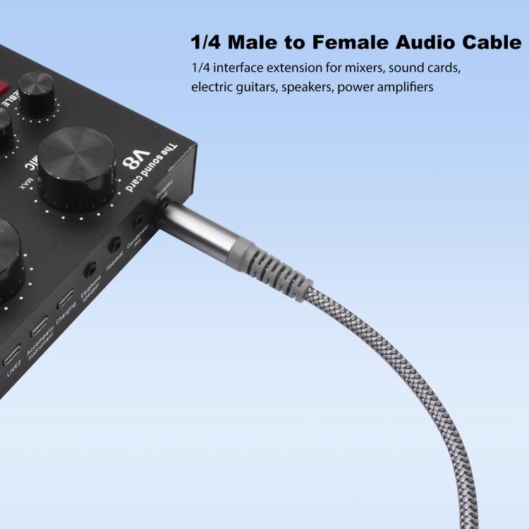 6.35mm 1/4 inch TRS Male to Female Stereo Extension Cable, Length:6m