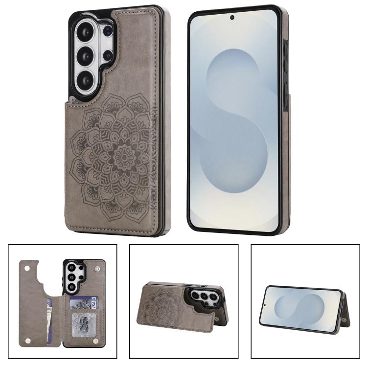 For Samsung Galaxy S26 Ultra 5G Double Buckle Mandala Leather Wallet Back Cover Phone Case