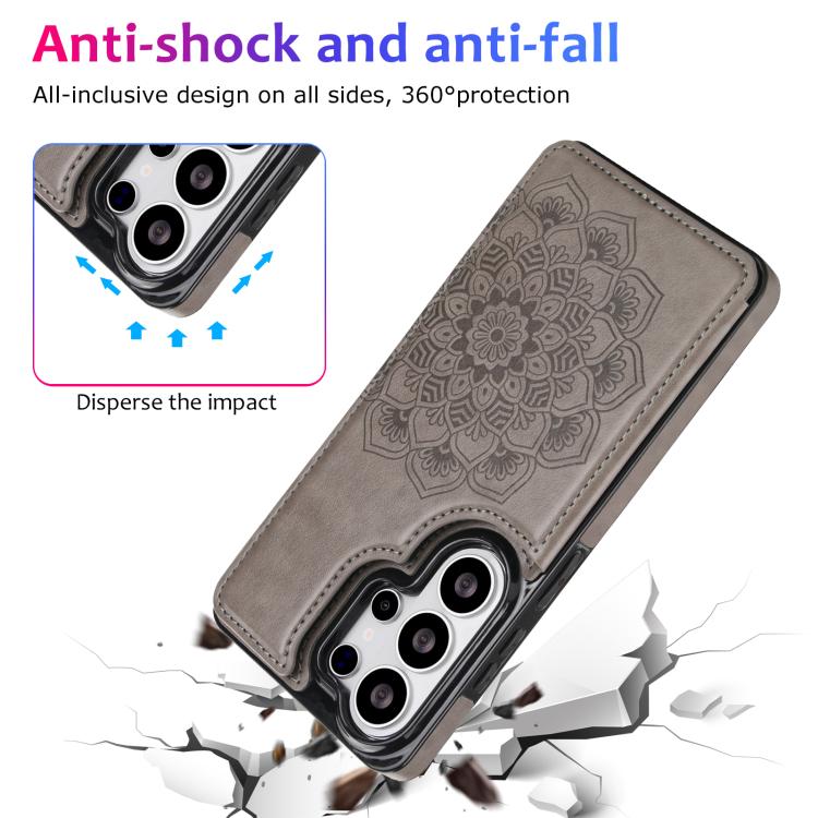 For Samsung Galaxy S26 Ultra 5G Double Buckle Mandala Leather Wallet Back Cover Phone Case