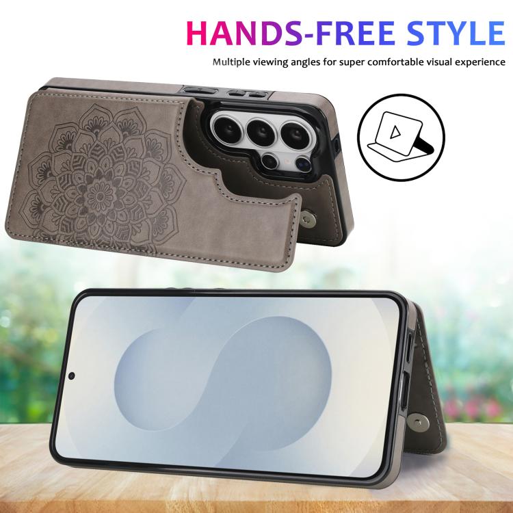 For Samsung Galaxy S26 Ultra 5G Double Buckle Mandala Leather Wallet Back Cover Phone Case