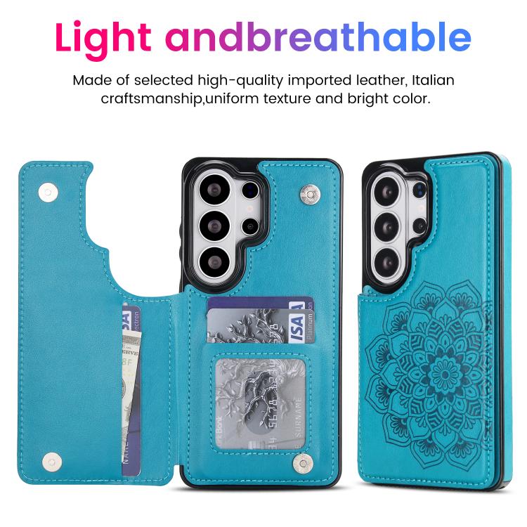 For Samsung Galaxy S26 Ultra 5G Double Buckle Mandala Leather Wallet Back Cover Phone Case