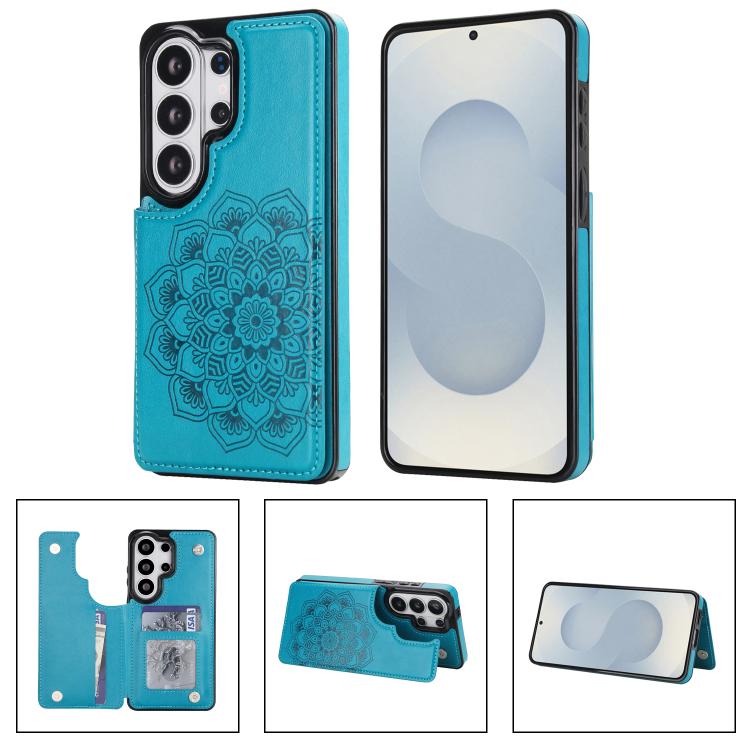 For Samsung Galaxy S26 Ultra 5G Double Buckle Mandala Leather Wallet Back Cover Phone Case