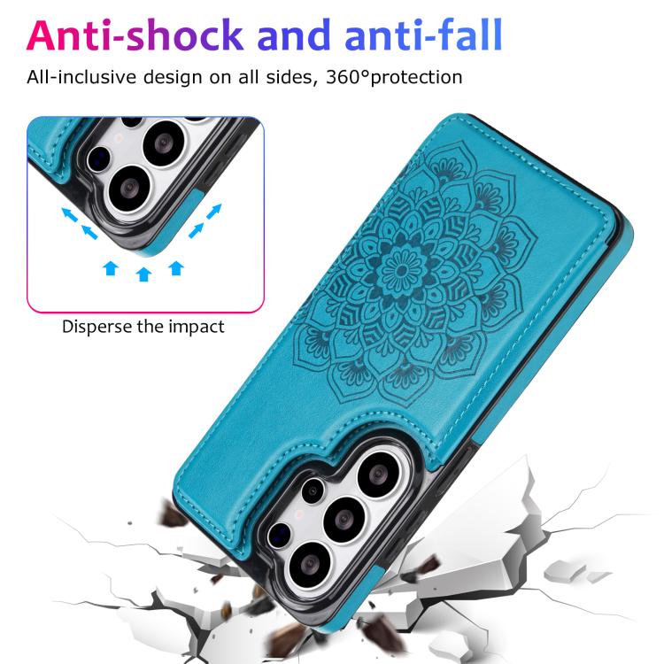 For Samsung Galaxy S26 Ultra 5G Double Buckle Mandala Leather Wallet Back Cover Phone Case