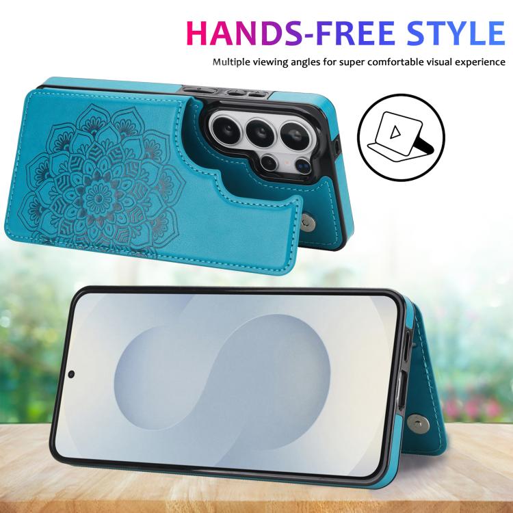 For Samsung Galaxy S26 Ultra 5G Double Buckle Mandala Leather Wallet Back Cover Phone Case