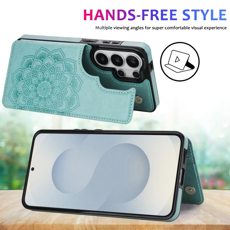 For Samsung Galaxy S26 Ultra 5G Double Buckle Mandala Leather Wallet Back Cover Phone Case