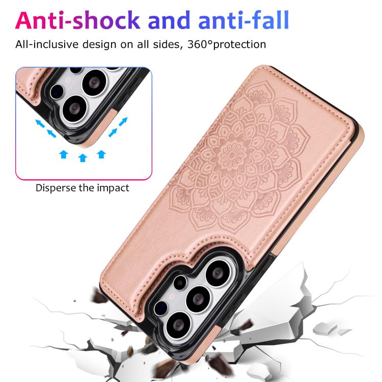 For Samsung Galaxy S26 Ultra 5G Double Buckle Mandala Leather Wallet Back Cover Phone Case
