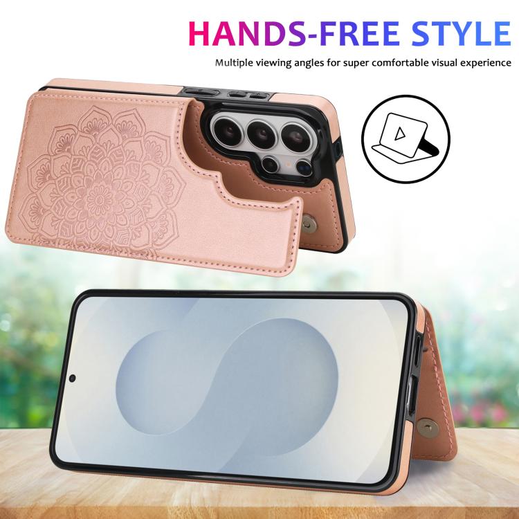 For Samsung Galaxy S26 Ultra 5G Double Buckle Mandala Leather Wallet Back Cover Phone Case