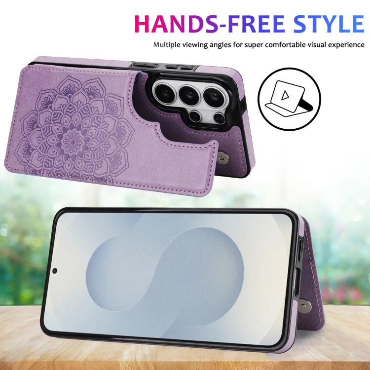 For Samsung Galaxy S26 Ultra 5G Double Buckle Mandala Leather Wallet Back Cover Phone Case