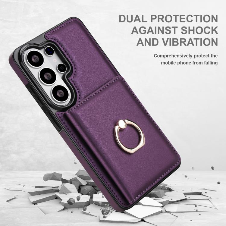 For Samsung Galaxy S26 Ultra 5G RFID Anti-theft Card Ring Holder Phone Case