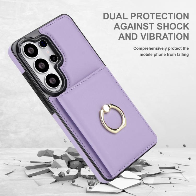 For Samsung Galaxy S26 Ultra 5G RFID Anti-theft Card Ring Holder Phone Case