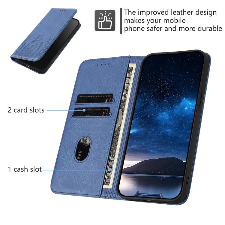 For Redmi Note 11 4G / Note 11S 4G / Note 12S Tulips Butterfly Pattern Magnetic Vegan Leather Phone Case