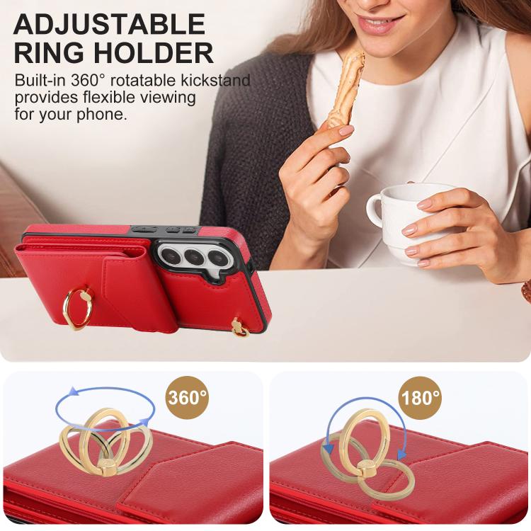 For Samsung Galaxy S26+ 5G Ring Holder RFID Card Slot Phone Case