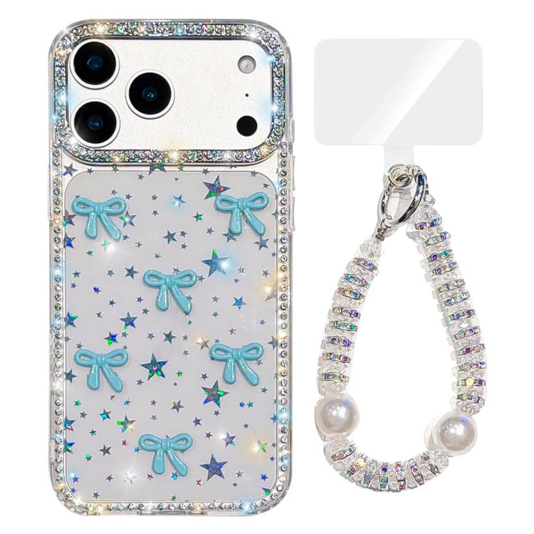 For iPhone 17 Pro Max Sparkling IMD Colorful Bow Phone Case with Bracelet