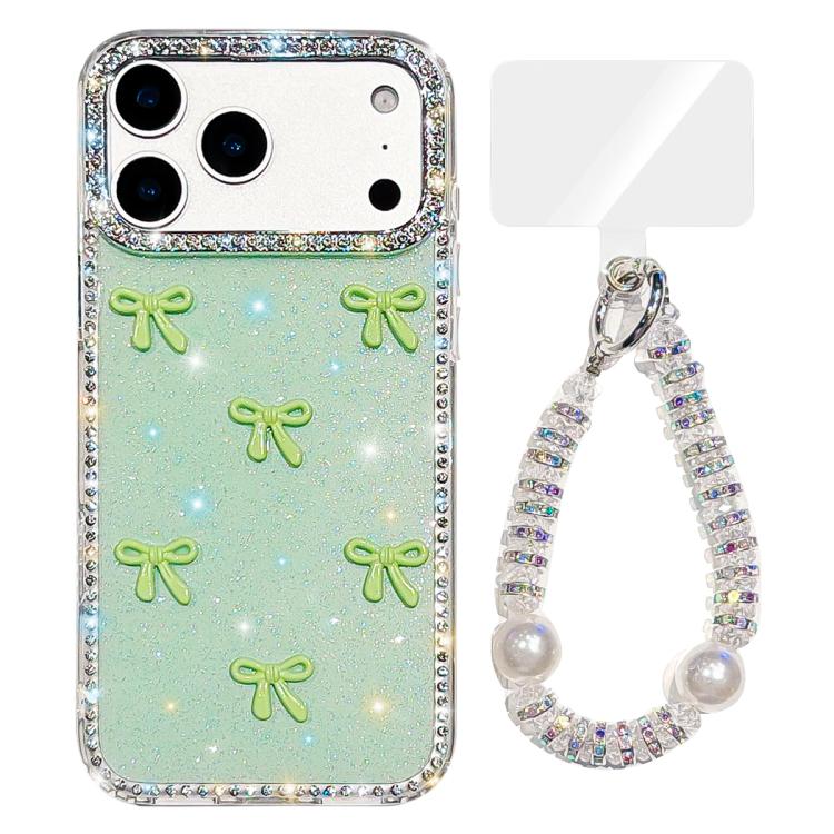 For iPhone 17 Pro Max Sparkling IMD Colorful Bow Phone Case with Bracelet