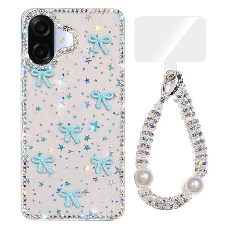 For Samsung Galaxy A07 4G Sparkling IMD Colorful Bow Phone Case with Bracelet