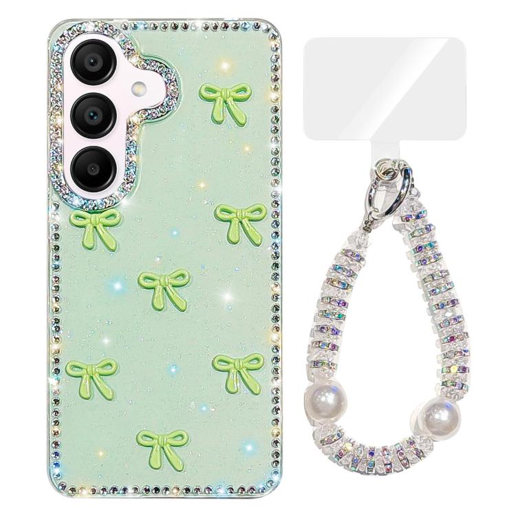 For Samsung Galaxy A15 5G Sparkling IMD Colorful Bow Phone Case with Bracelet