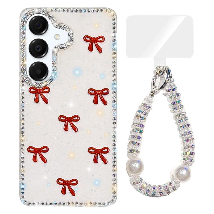 For Samsung Galaxy A16 5G Sparkling IMD Colorful Bow Phone Case with Bracelet