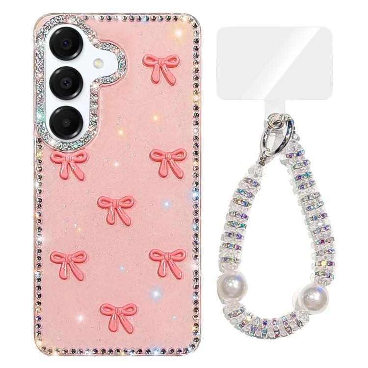 For Samsung Galaxy A16 5G Sparkling IMD Colorful Bow Phone Case with Bracelet