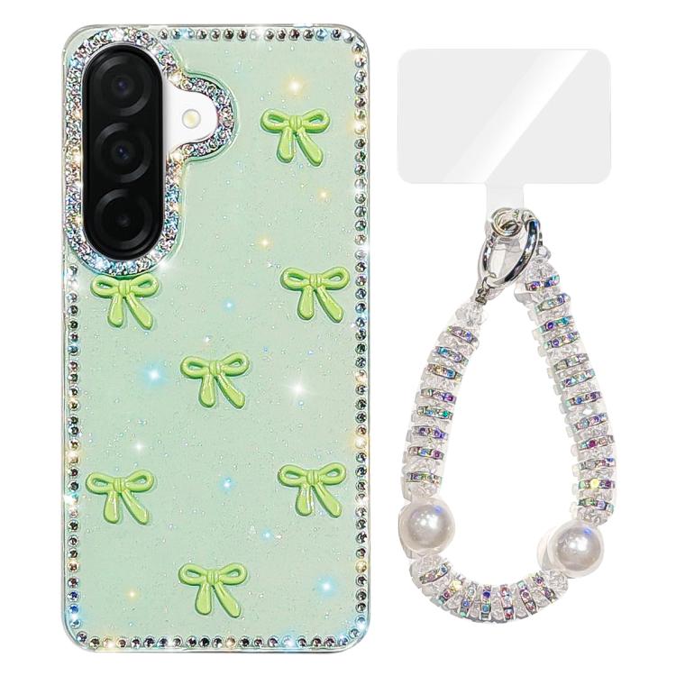 For Samsung Galaxy A17 5G Sparkling IMD Colorful Bow Phone Case with Bracelet