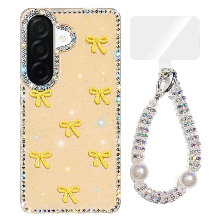For Samsung Galaxy A17 5G Sparkling IMD Colorful Bow Phone Case with Bracelet
