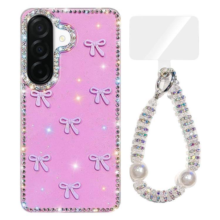 For Samsung Galaxy A26 5G Sparkling IMD Colorful Bow Phone Case with Bracelet