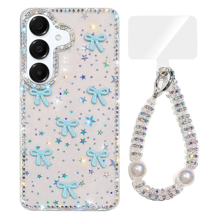 For Samsung Galaxy A35 5G Sparkling IMD Colorful Bow Phone Case with Bracelet