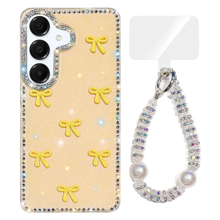 For Samsung Galaxy A35 5G Sparkling IMD Colorful Bow Phone Case with Bracelet