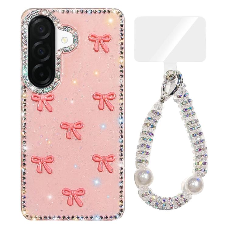 For Samsung Galaxy A36 5G Sparkling IMD Colorful Bow Phone Case with Bracelet