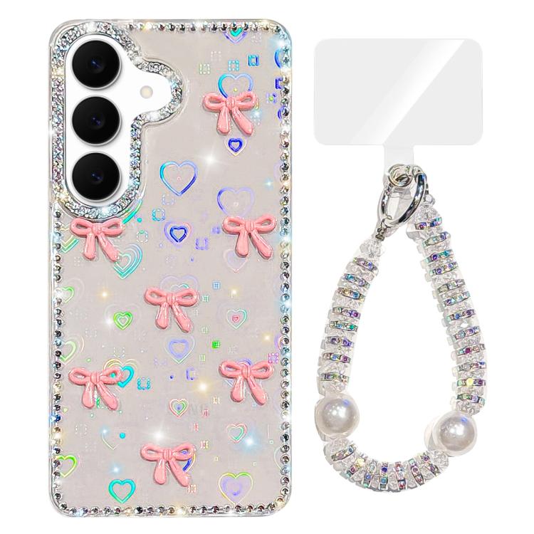 For Samsung Galaxy A37 5G Sparkling IMD Colorful Bow Phone Case with Bracelet