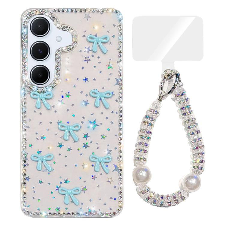 For Samsung Galaxy A55 5G Sparkling IMD Colorful Bow Phone Case with Bracelet