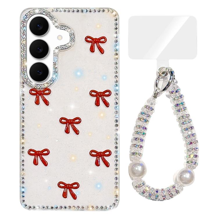 For Samsung Galaxy A55 5G Sparkling IMD Colorful Bow Phone Case with Bracelet
