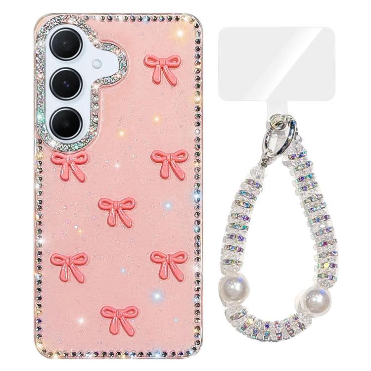 For Samsung Galaxy A55 5G Sparkling IMD Colorful Bow Phone Case with Bracelet
