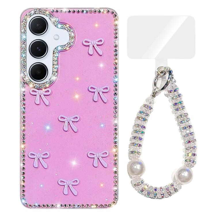 For Samsung Galaxy A55 5G Sparkling IMD Colorful Bow Phone Case with Bracelet