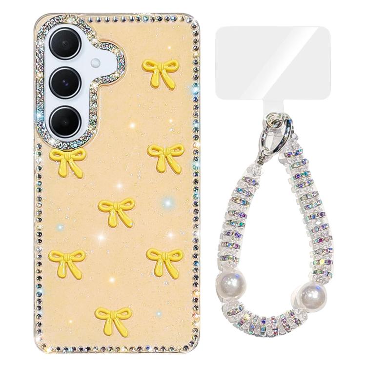 For Samsung Galaxy A55 5G Sparkling IMD Colorful Bow Phone Case with Bracelet
