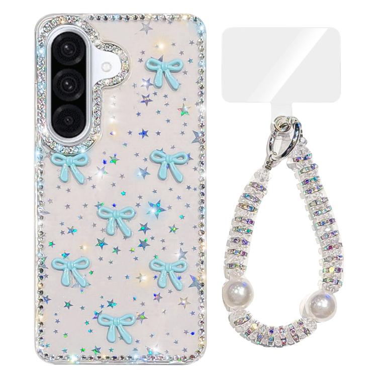 For Samsung Galaxy A56 5G Sparkling IMD Colorful Bow Phone Case with Bracelet